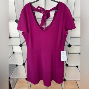 B. Darlin Women's Plus Size Bow-Back Skater Dress Purple Size 24W New